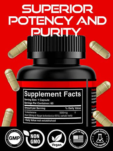 Black Forest - Suplemento de Turkesterona da Floresta Negra 500mg Cápsula (Pureza Máxima 95%% Extrato) Fornecimento de 2 Meses (500mg de Turkesterona a partir de 526mg de Ajuga Turkestanica) Similar ao Ecdisterona para