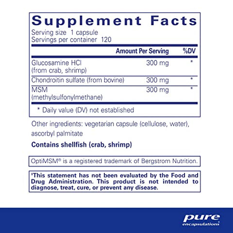 Glucosamina Condroitina com MSM – Suporte para a Saúde das Articulações - Pure Encapsulations