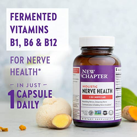 New Chapter - Novo Capítulo Suplemento para Saúde dos Nervos 3 em 1—Vitamina B1 Gera Energia para os Nervos, Vitamina B6 Melhora a Comunicação Nervosa, Vitamina B12 Fortalece