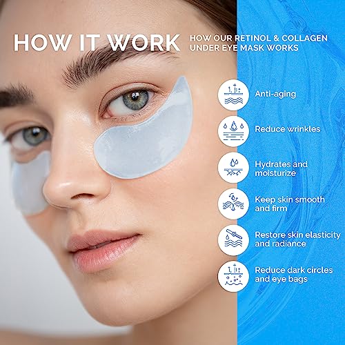 Patches para Olheiras: 30 Pares Máscara de Gel para Olhos com Retinol e Colágeno – Reduz Rugas e Inchaço - Enaskin Naturals