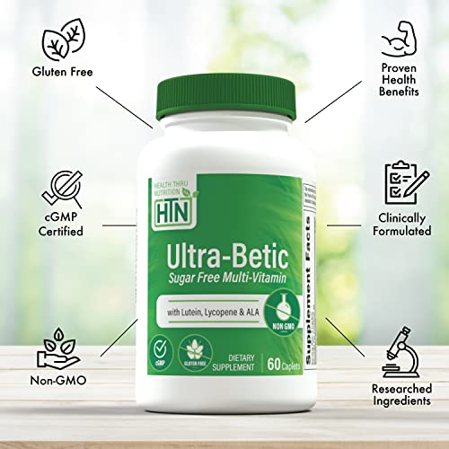 Health Thru Nutrition - Ultra-Betic Multivitamínico 60 Cápsulas | Suporte para Nervos, Visão e Energia | com ALA, Licopeno | Não-OGM, Rótulo Limpo | Testado por Terceiros para Qualidade |