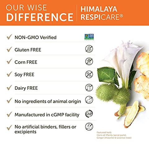 RespiCare – Suporte para Respiração e Seios Saudáveis, 570mg, 120 Cápsulas Vegetarianas, 1 Mês de Suprimento - Himalaya