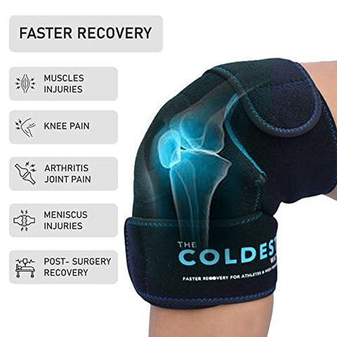 The Coldest Water - Envoltório de Gelo para Joelho The Coldest, Terapia Quente e Fria – Compressão Reutilizável Ideal para Lesão no Menisco, Recuperação de Lesões, Dor de Bursite, Entorses, Inchaço e Reumatismo