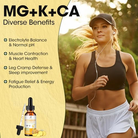 MABEFY - Suplemento Líquido de Potássio e Magnésio, Aspartato de Potássio 100mg com Complexo de Magnésio 1500mg, Cálcio, Vitamina D3, Zinco, Sem Açúcar