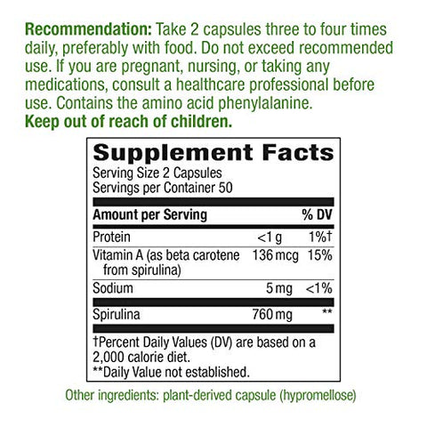 Nature's Way - Nature’s Way Spirulina Micro-Alga, 760 mg por porção – Energia natural e vitalidade