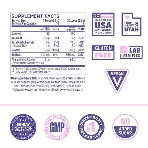 ZHOU - Zhou Nutrition: Proteína Vegana em Pó, Melhor Absorção Digestiva, Perfil Completo de Aminoácidos, Livre de Laticínios, Livre de Soja, Livre de Glúten, Sem Açúcar, Baunilha, 21g de Proteína