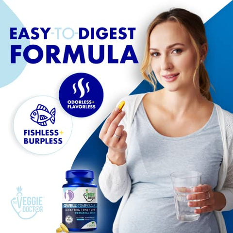 The Veggie Doctor - Vegan Prenatal DHA, EPA – Ômega 3 Vegetal para Gestantes – 60 cápsulas