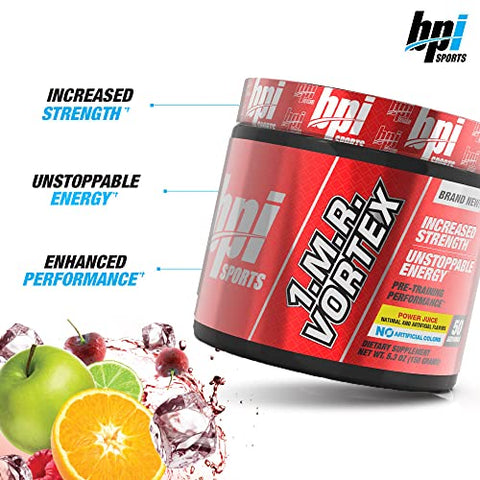 1.M.R Vortex Pré-Treino em Pó, Energia Sustentada, Não Vicia - BPI Sports