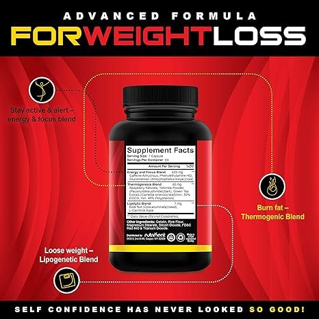 Nutriment - Quick Ten Ultra – Pílulas Dietéticas Premium para Mulheres e Homens – Estimulante Natural do Metabolismo, Supressor de Apetite – Queimador de Gordura Termogênico – Mistura de Energia e Foco – Melhor Desempenho
