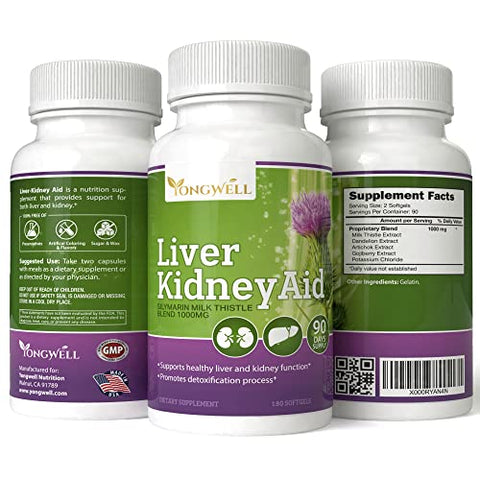New Green Nutrition - Apoio para Fígado e Rim, Ingredientes à Base de Ervas para Saúde Hepática e Renal, Suprimento de 90 Dias (180 Softgels)