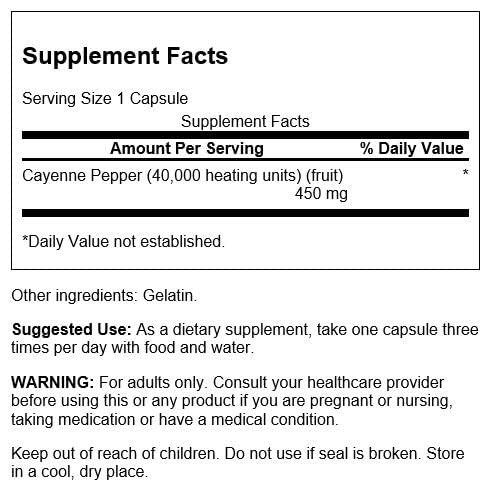 Cayenne – Suplemento Herbal para Digestão e Circulação – 60 Cápsulas - Swanson