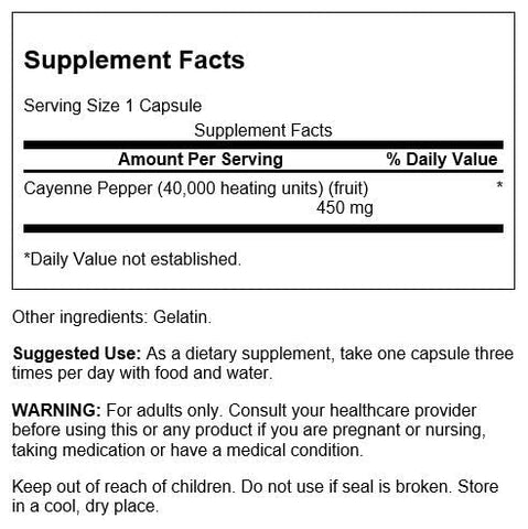 Cayenne – Suplemento Herbal para Digestão e Circulação – 60 Cápsulas - Swanson