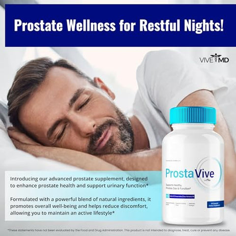 VIVE MD - ProstaVive – Cápsulas para Saúde da Próstata, Força Máxima, Natural – Suporte Normal