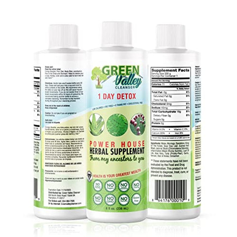 Green Valley Cleanser - Fórmula líquida de limpeza do cólon e desintoxicação do fígado em 1 dia – Vegana, auxilia na digestão saudável, suporte intestinal, aumenta os níveis de energia e movimentos intestinais | 8 fl oz (236 ml)