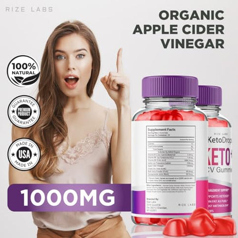 rize labs - Keto Drops ACV Gummies – Gomitas Keto para Perda de Peso (60 Gummies)