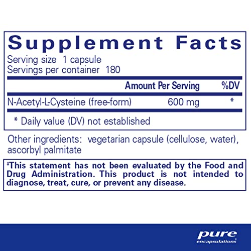 NAC 600 mg – Suplemento de N-Acetil Cisteína para Saúde Pulmonar | Marca Pure Encapsulations - Pure Encapsulations