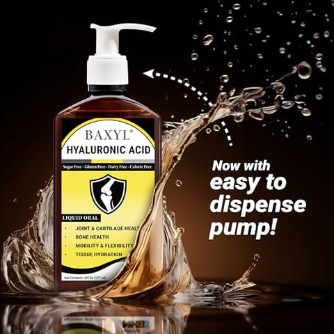 BAXYL - Baxyl – Ácido Hialurônico Líquido para Alívio das Articulações (Vegano, Sem Glúten, Não-OGM, Oral Patenteado MHB3)