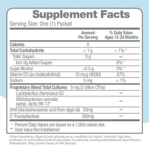 Baby Probiótico para o Desenvolvimento Saudável, Vitamina D, HMO – 30g - Culturelle