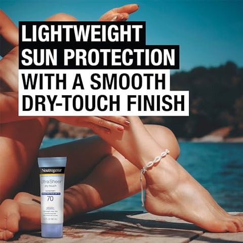 Protetor Solar Neutrogena Ultra Sheer FPS 70, Leve, Resistente à Água, Não Comedogênico