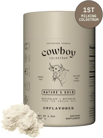 COWBOY COLOSTRUM - Pó de Colostro Bovino – O Exclusivo Primeiro Leite Materno Integral – Suplemento de Colostro Alimentado com Grama para Saúde Intestinal, Imunidade e Pele