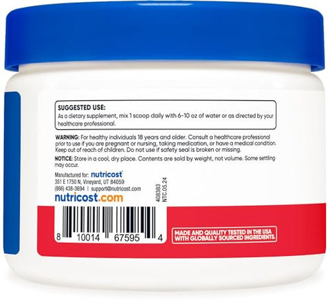 Magnesium Bisglycinate Powder (Fruit Punch, 250g) – Suplemento de Magnésio Quelato em Pó - Nutricost