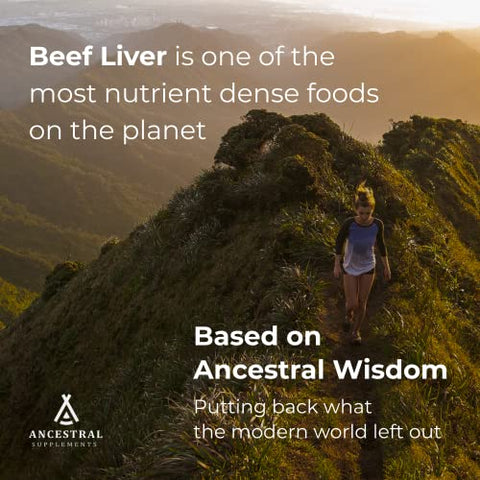 Fígado de Boi 180 Cápsulas, Energia, Desintoxicação, Digestão, Imunidade e Bem-Estar, Não-OGM, Fígado Liofilizado - Ancestral Supplements