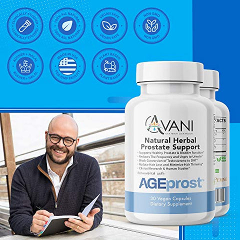 Avani Health - Melhor Suporte Natural para a Saúde da Próstata – Herbal para Homens – Reduz a Micção Frequente