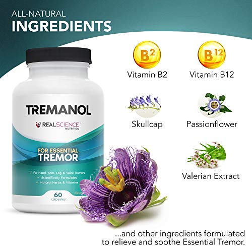 Real Science Nutrition - Tremanol – Suplemento Herbal para Tremor Essencial – Alívio Duradouro para Mãos, Braços e Pernas Trêmulas