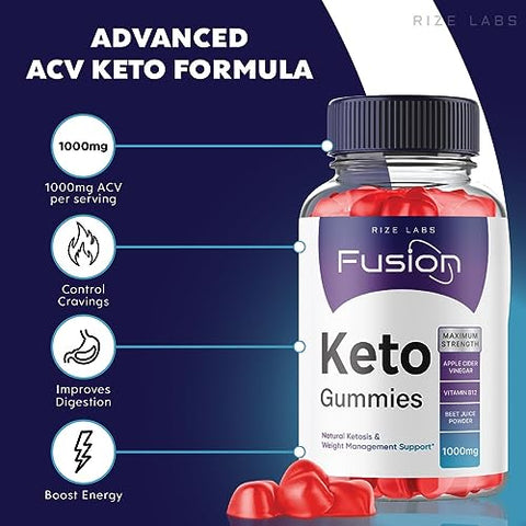 rize labs - Keto Fusion Gummies ACV para Emagrecimento Avançado, Controle de Apetite e Prevenção de Acúmulo de Gordura – KetoFusion