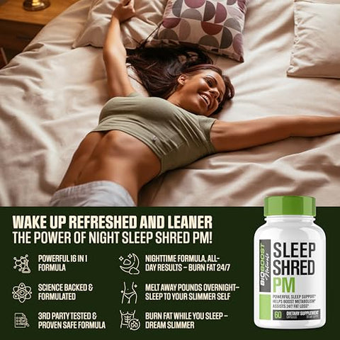 EPN Supplements - Sleep Shred PM | Queimador de Gordura Noturno e Supressor de Apetite | Comprimidos para Perda de Peso Mulheres | Marca Sleep Shred PM