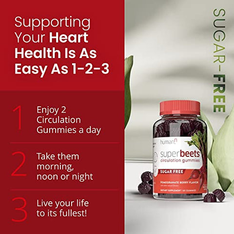 SuperBeets Gummies de Circulação – Energia Saudável para o Coração, Extrato de Semente de Uva - humanN