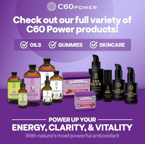 C60 Purple Power - C60 Power – Óleo de Coco MCT Orgânico 60 Cápsulas – 99,99% de Carbono Fullerenos Puros – Melhore a Função Mitocondrial