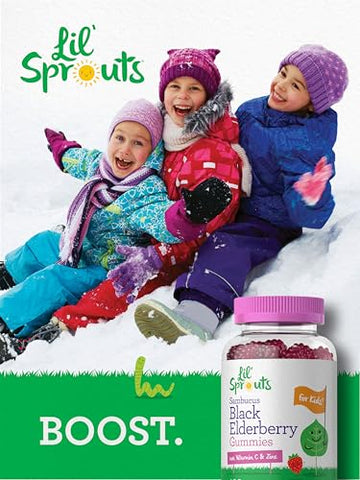 Gomas de Sabugueiro para Crianças | 120 Unidades | Zinco e Vitamina C | Sabor de Frutas Vermelhas | Vegano, Não-OGM e Sem Glúten | por Lil’ Sprouts - Carlyle