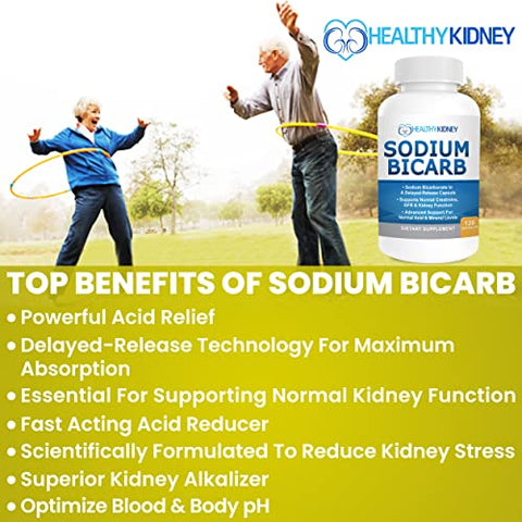 Kidney Restore - Cápsulas de Bicarbonato de Sódio 650mg de Liberação Retardada para Apoiar a Função Renal Normal
