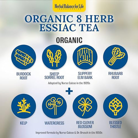 Herbal Balance for Life - Chá Essiac Orgânico em Cápsulas de 8 Ervas, 3199 mg por Porção – 120 Cápsulas, com Raízes de Serralha de Ovelha, Fórmula Mais Potente de Chá Essiac de 8 Ervas por Enfermeira Rene Caisse