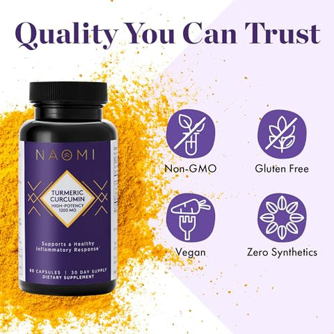 Cúrcuma Curcumina Totalmente Padronizada 1000mg 95%% Curcuminoides, BioPerine Alta Absorção – Marca NAOMI - NAOMI
