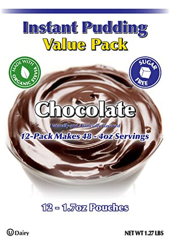 Mix de Pudim de Chocolate Sem Açúcar GramZero 12-Pack, Ideal para Shakes Substitutos de Refeição em Clubes de Nutrição, Sobremesa de Baixa Caloria, Adoçado com Stevia