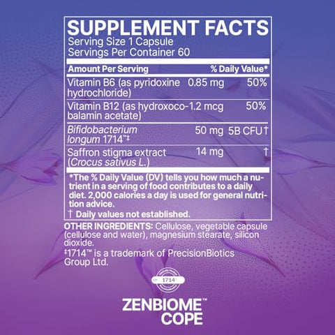 Zenbiome COPE – Suporte para o Humor com Probióticos e Vitaminas B6, B12 - Microbiome Labs