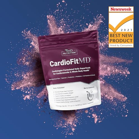 CardioFitMD – Pó de Saúde Cardíaca Vegano à Base de Beterraba – Superalimento Keto-Friendly – Suplemento Nutricional em Pó de Fibra – 30 Porções (2-Pack) - 1MD Nutrition