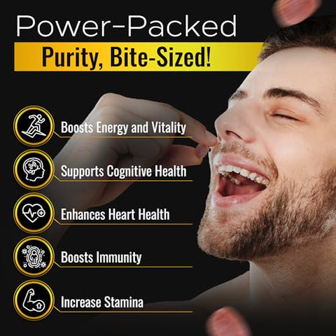 NUTRAONDA - Gummies Premium Shilajit 60 Unidades – 1000mg Puro Himalaia Shilajit para Homens e Mulheres – Gummies de Alta Potência para Aumento de Energia