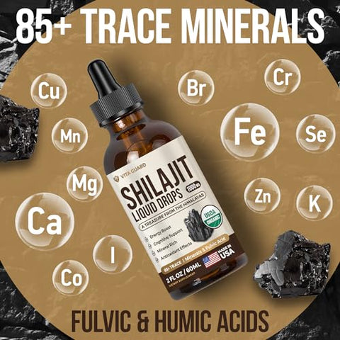Vita Guard - 1000mg Shilajit Líquido Puro do Himalaia – Energia Orgânica – Marca Primeiro