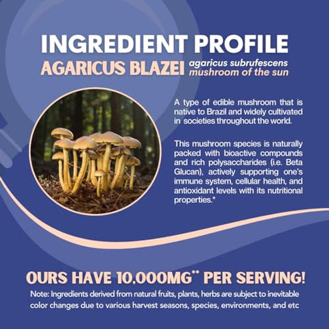 Nutriheim - Agaricus Blazei 10.000mg Extrato de Cogumelo Orgânico para Imunidade