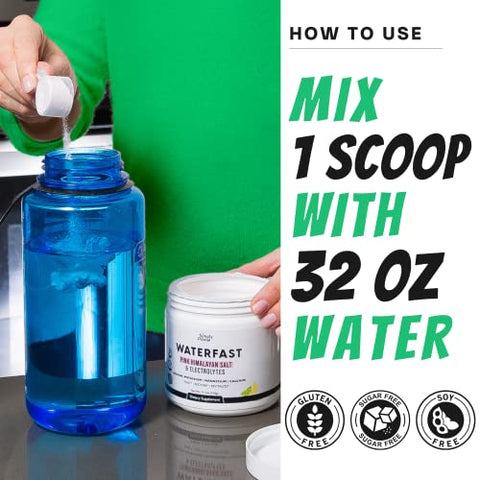 Simply Primal - WATERFAST Keto Electrolyte Powder – Limão e Lima | Sal Rosa do Himalaia (Sódio), Potássio, Magnésio, Cálcio | Sem Açúcar, Sem Glúten, Sem Soja | Hidratação e Jejum