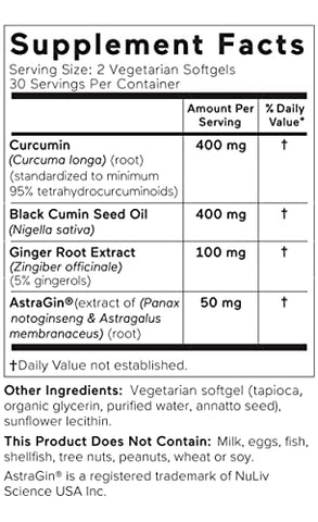SMARTERNUTRITION - Smarter Nutrition Curcumin Softgels – Potente | 60 Cápsulas | 500mg | Antioxidante Natural