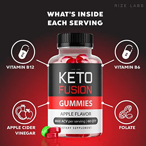 rize labs - (2 Pacotes) Gomas de ACV Keto Fusion – Fórmula Avançada de Perda de Peso com Gomas de ACV Keto Fusion – Não Contém Açúcar – Maçã ACV Keto Fusion Vinagre de Maçã – 60 g