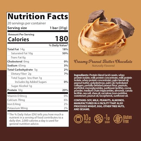 Barra de Proteína, Chocolate com Manteiga de Amendoim, Snack Keto, Baixo Carboidrato, Baixo Açúcar | Genius Gourmet - Genius Gourmet