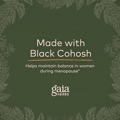 Black Cohosh – Suporte para Menopausa com Equilíbrio Hormonal e Saúde para Mulheres – com Black Cohosh Orgânico – 60 Cápsulas Líquidas Veganas de Fitoterapia (30 Dias) - Gaia Herbs