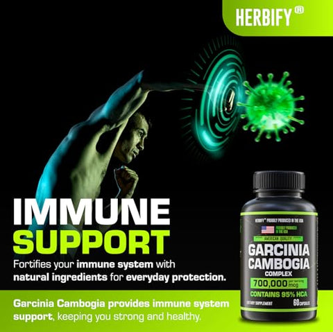 HERBIFY - Garcinia Cambogia – Suplemento de Suporte ao Bem-Estar para Mulheres – Marca Wellness – 60 cápsulas de 500mg