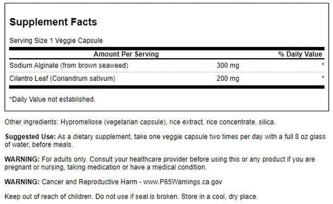 Premium – Alga Marrom com Alginato de Sódio e Coentro – 60 Cápsulas Vegetais (4 Pacotes) - Swanson
