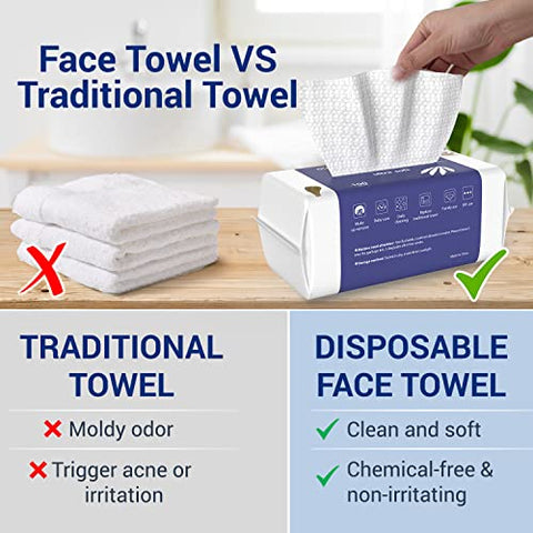 ourmed life - Toalhas Faciais Descartáveis Biodegradáveis Ourmed Life, Lenços de Limpeza Facial para Pele Sensível, Tecido Facial sem Fiapos para Limpeza, Cuidados com a Pele e Remoção de Maquiagem, Lenços Secos, 600 g